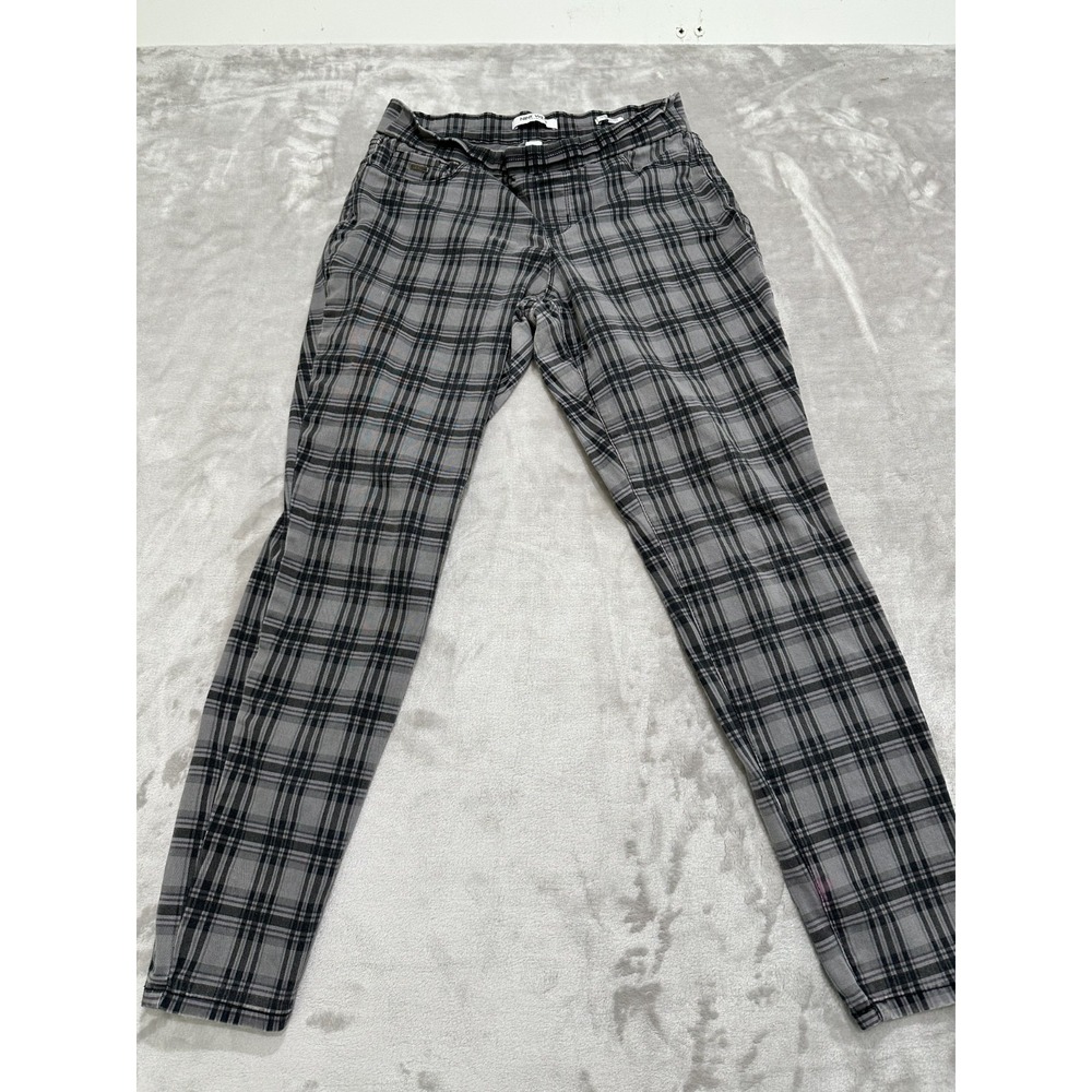 Nine West Heidi Pull-On Skinny Stretch Pants Women's Size 8 Black Gray Plaid EUC